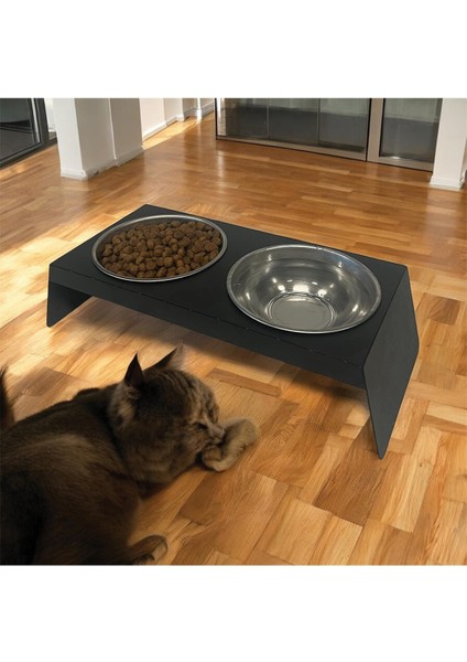 Evcil Hayvan Mama ve Su Kabı Standı, Ikili Small Model Siyah, Paslanmaz Çelik, Yükseltilmiş, Kedi ve Köpekler Için indirimleri