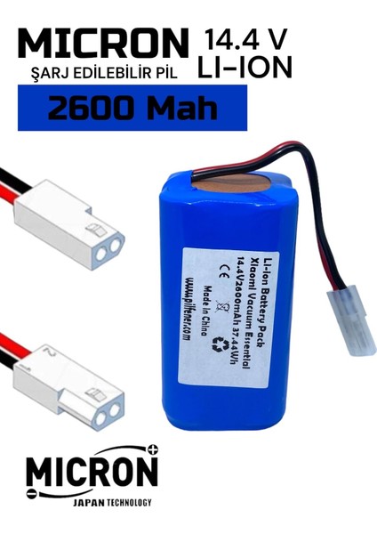 Tekno Trust Mavi Xiaomi Mi Vacuum Mop 2in1 Essential Batarya (Mjstg1) 14.4V 2600MAH Robot Süpürge Batarya Değiş