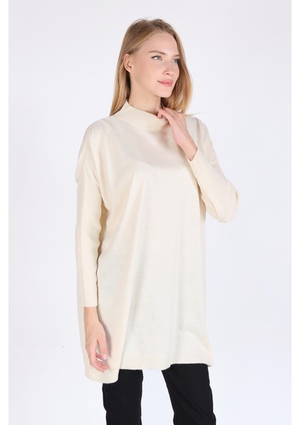 5315 Balıkçı Yaka Tunik Ekru