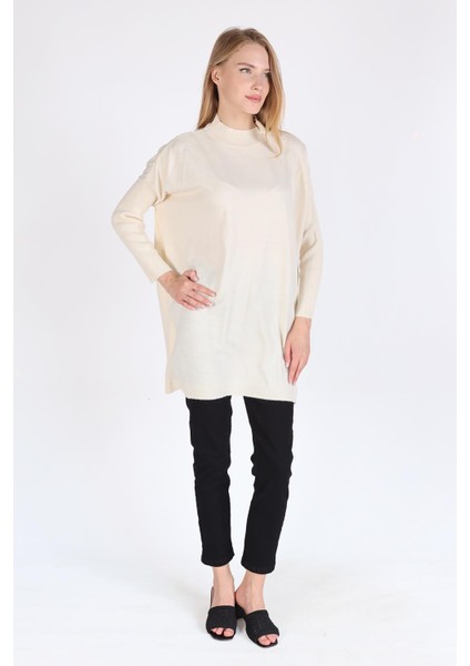 5315 Balıkçı Yaka Tunik Ekru