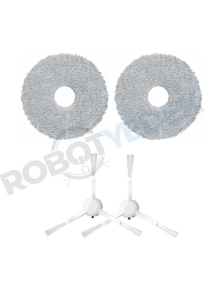 Tekno Trust Beyaz Xiaomi X10 Plus Uyumlu Yedek Mop ve Yan Fırça-4 Parça