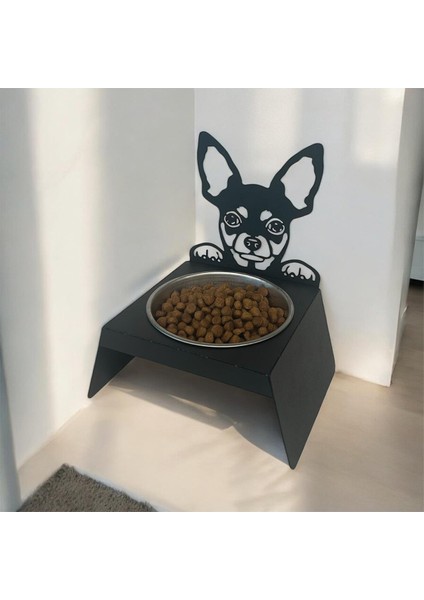 Sevimli Köpek Tasarımlı, Ergonomik Siyah Kedi ve Köpek Mama ve Su Kabı Tekli Small Model – Paslanmaz Çelik, Dayanıklı Malzeme