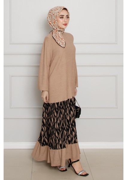 Eteği Desenli Karin Elbise-Vizon fiyatları
