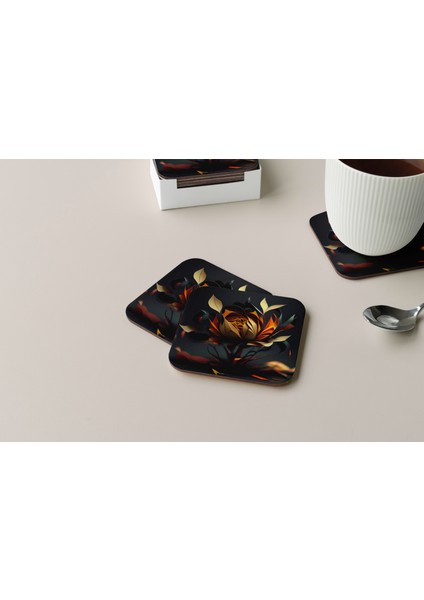 Dekoratif Bardak Altlığı Çiçekler 03