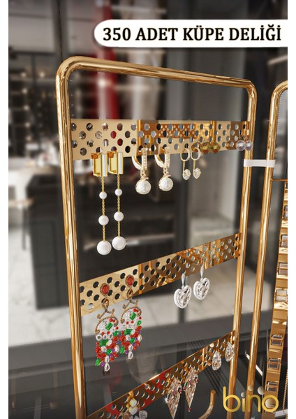 Tekno Trust Metal Takı Düzenleyici Organizeri Kutusu Dekoratif Takı Standı 3 Parça Kolye Yüzük Küpelik Altın Mü fiyatları