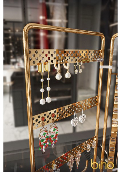 Tekno Trust Metal Takı Düzenleyici Organizeri Kutusu Dekoratif Takı Standı 3 Parça Kolye Yüzük Küpelik Altın Mü indirimleri