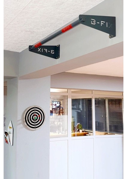 Tekno Trust Gri Barfiks Aleti - Barfiks Demiri - Barfix Çubuğu ( Antrasitgri) Duvara Monte 80 - 100 cm