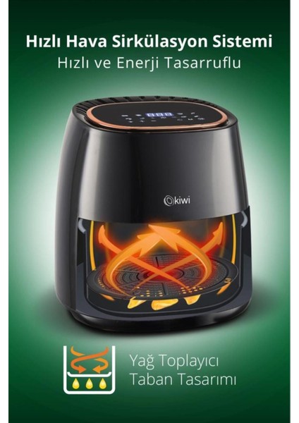 50 Hz / 60 Hz Dijital Yağsız Fritöz Air Fryer 5 Lt KAF-5536 2 Yıl 220 - 240 V Plastik C / F 5+ L Mo