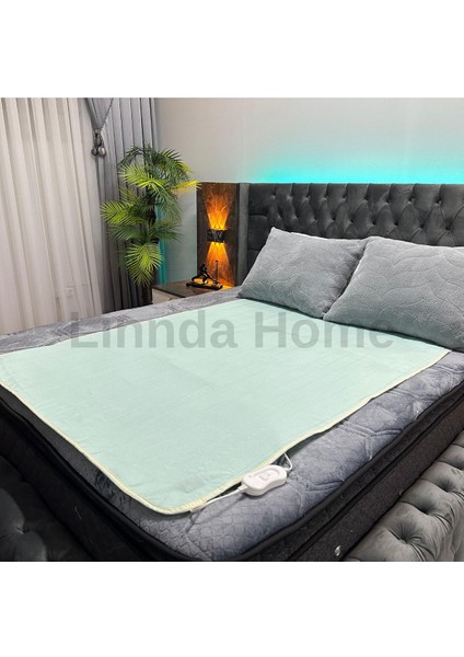 Linnda Home Yeşil Lux Çift Kişilik Elektrikli Battaniye Yeşil 120 x 150 Pamuklu Düz