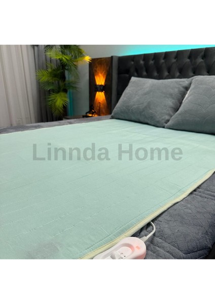 Linnda Home Yeşil Lux Çift Kişilik Elektrikli Battaniye Yeşil 120 x 150 Pamuklu Düz