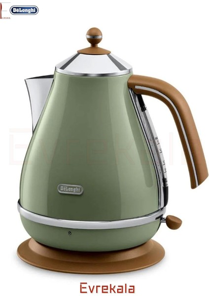 50 Hz / 60 Hz Evrekala Su Isıtıcı Delonghi Kettle Vintage Green New Series -Yetkili Evrekala- 1.7 L