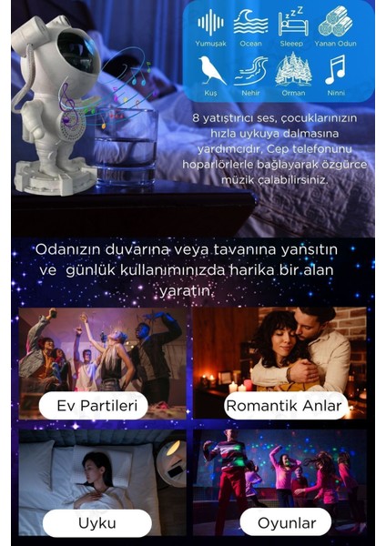 Resmi Distribütör Garantili Astronot Gece Lambası Yıldızlı Projeksiyon Cihazı Tavan Aydınlatma Masa fırsatları