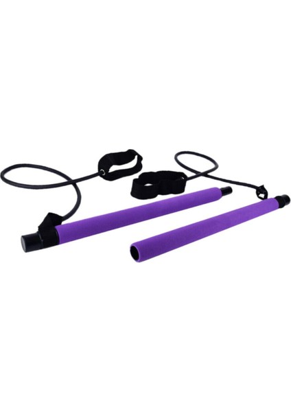 Tekno Trust Direnç Lastiği Squat Seti Pilates Studio Egzersiz Çubuğu Squat Pilates Barı Orta Sert Mor