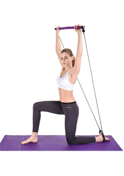 Tekno Trust Direnç Lastiği Squat Seti Pilates Studio Egzersiz Çubuğu Squat Pilates Barı Orta Sert Mor