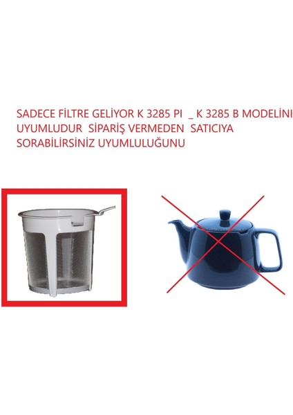 Plastik 3285 B / Pı Inox / Pı Uyumlu Gri Porselen Semaver / Demlik Süzgeci