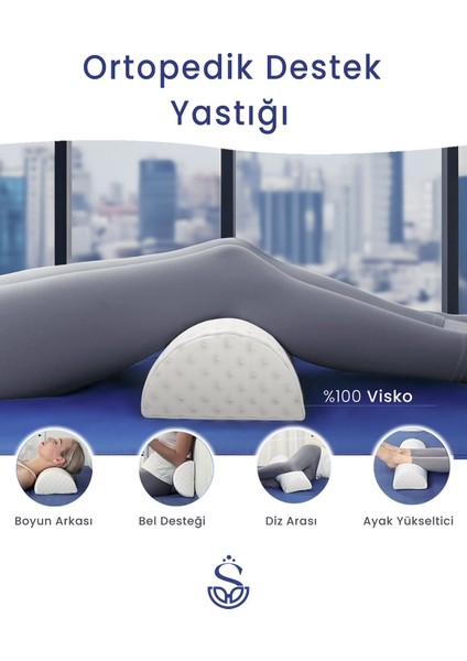 Tekno Trust Beyaz Ortopedik D-Roll Visko Bel ve Diz Destek Yastığı Antiyel 0 - 499 gr 40 x 16 Pamuk Visk