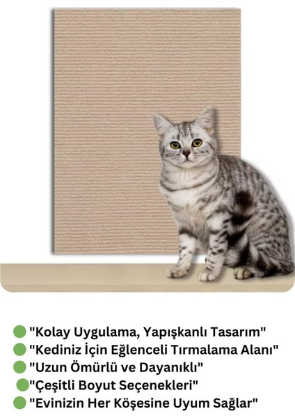 Bej Yapışkanlı Koltuk Kenarı Koruyucu Kedi Tırmalama Halısı Kedi Tırnak Bakım Halısı (50 cm x 100 C