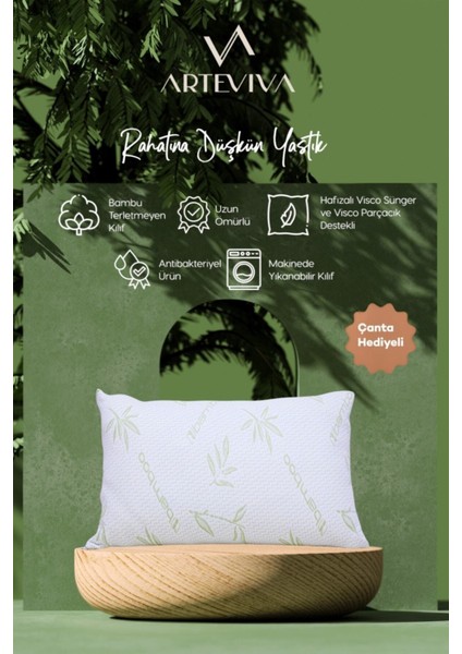 Tekno Trust Pamuklu Visco Ortopedik Yastıkk 50 x 70CM - Bambu Antialerjenik Kılıflı - Çantalı Yeşil 50 x 70 cm Visko