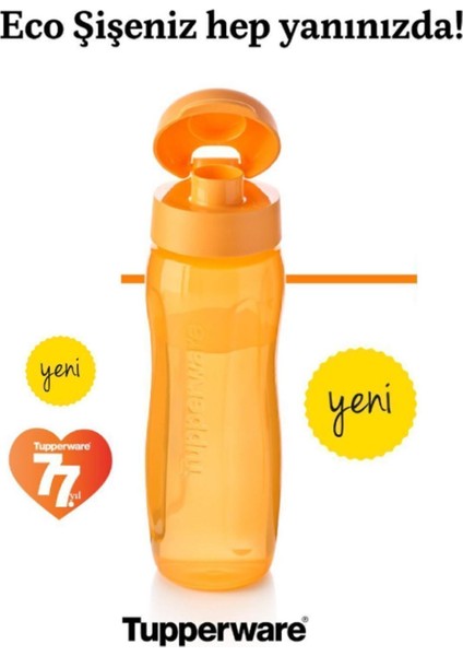 Plastik Eco Slim Şişe 500 ml Turuncu Hafif ve Taşınabilir Tasarım