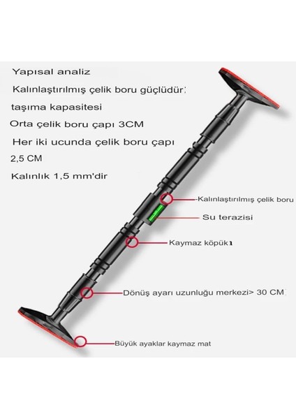 Siyah Yeni Nesil 92-120CM Koridor Kapı Barfiksi Barfix Aleti Çubuğu Çekme Barı Demiri Bar 100 - 150