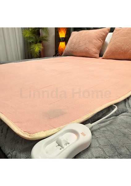 Linnda Home 120 x 150 Lux Çift Kişilik Elektrikli Battaniye Pembe Pamuklu Pembe Düz