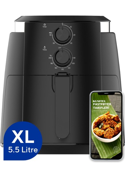 C / F Fastfryer Xl ( Yağsız Fritöz Airfryer ) Haf-01 2 Yıl Plastik Hava 5+ L Resmi Distribütör Gara