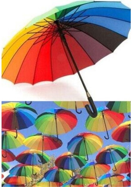 Düz Rengarenk Gökkuşağı Şemsiye Pongee Kumaş Beyaz Kumaş