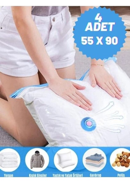 Tekno Trust 4 Vakumlu Hurç Yorgan Hurcu Valiz Düzenleyici Gardırop Düzenleyici Vakumlu Poşet 55*90 4 adet Beyaz fiyatları