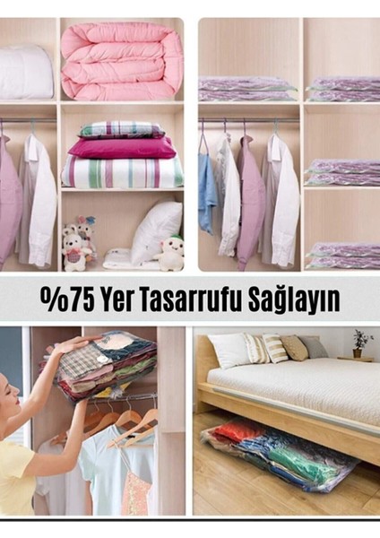 Tekno Trust 4 Vakumlu Hurç Yorgan Hurcu Valiz Düzenleyici Gardırop Düzenleyici Vakumlu Poşet 55*90 4 adet Beyaz fırsatları