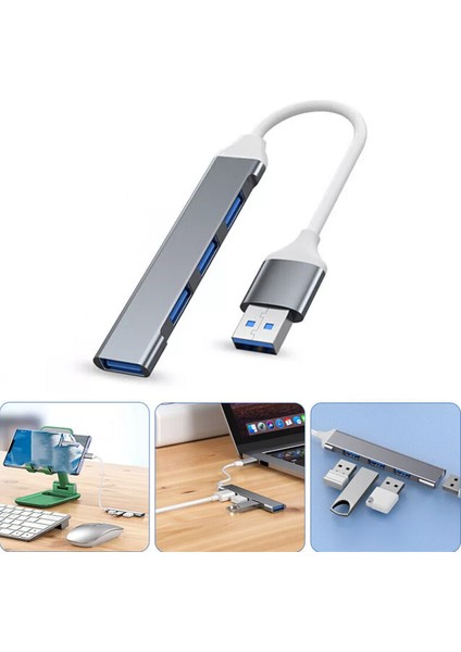 Slim Kasa 3.0 4 Port Usb Girişli Usb Çoğaltıcı 4 USB Girişli Alüminyum Çoklayıcı AL3789