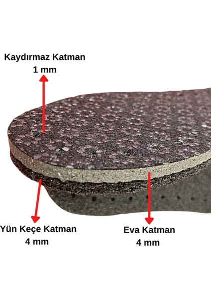 Keçe 6 Çift Hobi Örgü Panduf Patik Tabanı Kaydırmaz -Eva-Yün Keçe 3 Katlı Delikli Patik Tabanlığı