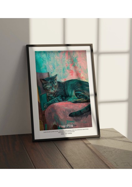 Sanatsal Kedi Görseli - Modern Dijital Baskı Poster