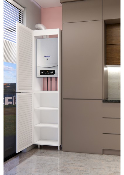 Kombi Dolabı 210 cm Panjur Kapaklı Beyaz fiyatları