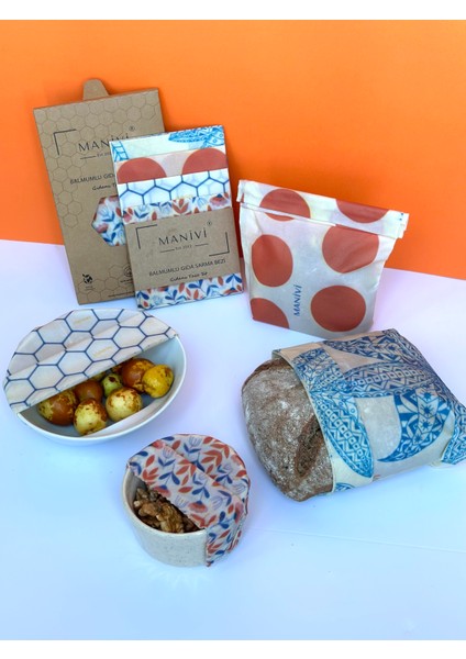 Balmumlu Gıda Sarma & Saklama Bezi 4 Parça Deneme Seti - ( 20X20/25X25/34X34/40X40 cm )