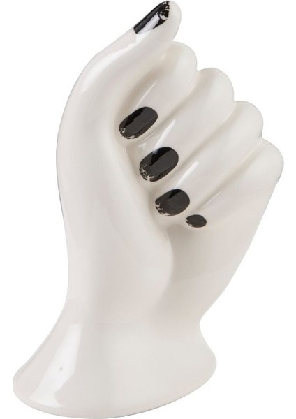 Mano Nella Hand Seramik Vazo 14,5 cm Beyaz/siyah