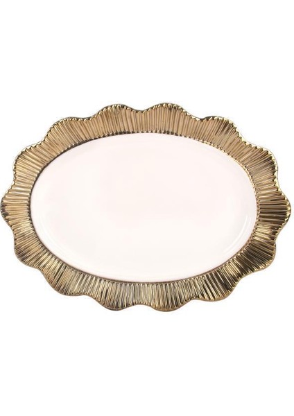 Servis Tabağı Lace Oval Gold 38 cm
