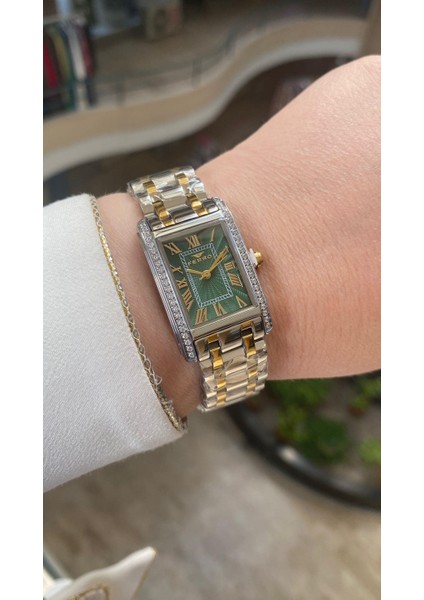 Quartz Çelik Altın/gri Yeşil Kadran 22 mm Kadın Kol Saati indirimleri