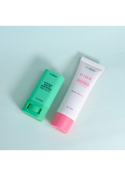 2'li Vioglam Güneş Kremi Fırsat Paketi / Cotton Matte Sun Stick + Pink Tone Up SPF50+ Pa++++