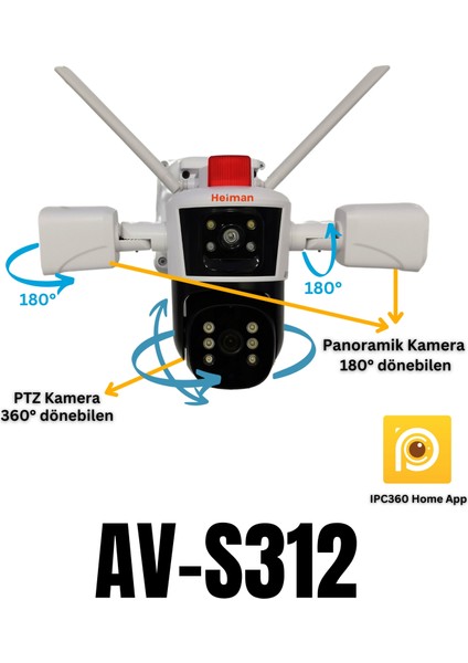 AV-S312 12 Mp 3 Kameralı Wifili
