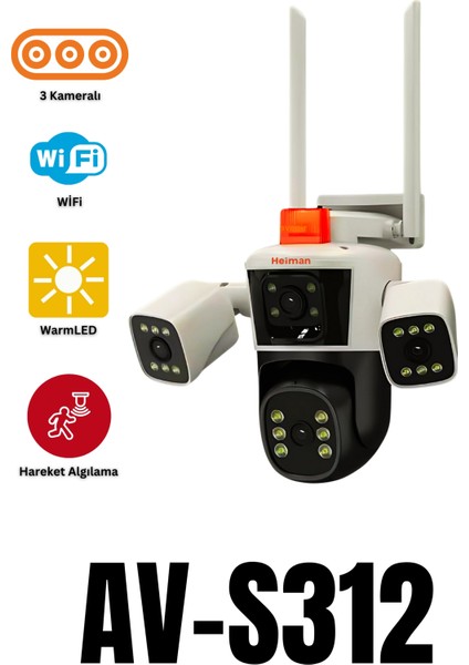 AV-S312 12 Mp 3 Kameralı Wifili
