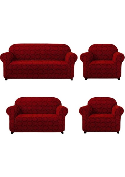 Jakarli Koltuk ,kanepe ,çekyat Örtüsü Şal Desen Esnekli Eteksiz3+2+1+1takım Için