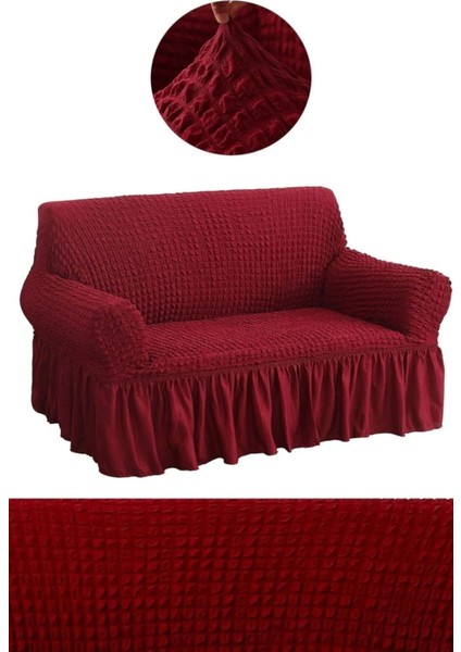 Bürümcük Lastikli Kanepe Örtüsü Likralı Koltuk Örtüsü 3' Lü Burumcuk Çekyat Örtüsü Bordo fiyatları