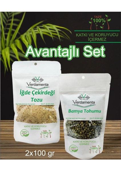 Bamya Tohumlu ve Iğde Çekirdeği Tozlu Sağlıklı Ikili Set 100 x 2 gr