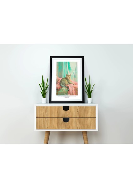 Kedili Dijital Baskı Tablo - Modern Çerçeveli Duvar Posteri