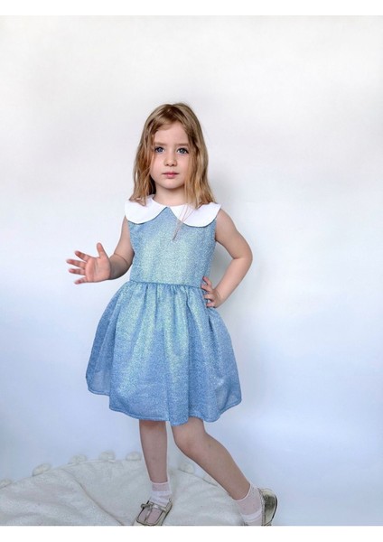 Shiny Simli Bebe Yakalı Çocuk Elbisesi