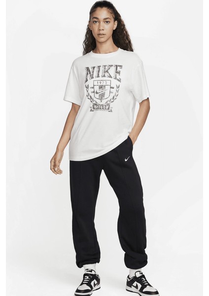 Sportswear Fleece Bol Kesim Kırık Beyaz Renk Pamuklu Kadın Tişört fırsatları