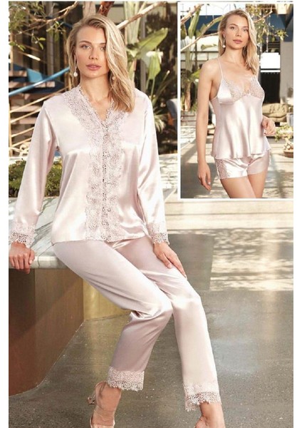 6690 Kadın Kaplı Kısa Saten 6'lı Set-Pudra fiyatları