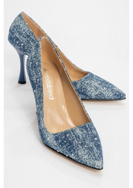 Bilekten Taşlı Kurdeleli Kadın Topuklu Ayakkabı LACİ KOT