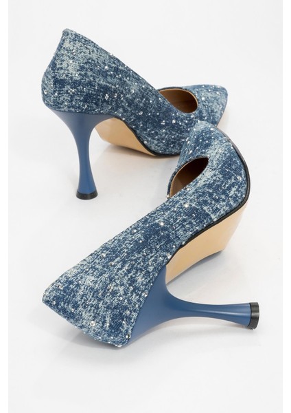 Bilekten Taşlı Kurdeleli Kadın Topuklu Ayakkabı LACİ KOT fırsatları