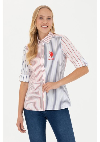 Kadın Kırmızı Gömlek Desenli 50263884-VR030